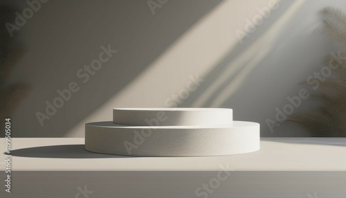 minimal mock up concept for product presentation object geometric podium on natural lighting and shadow background 3d render illustration photo