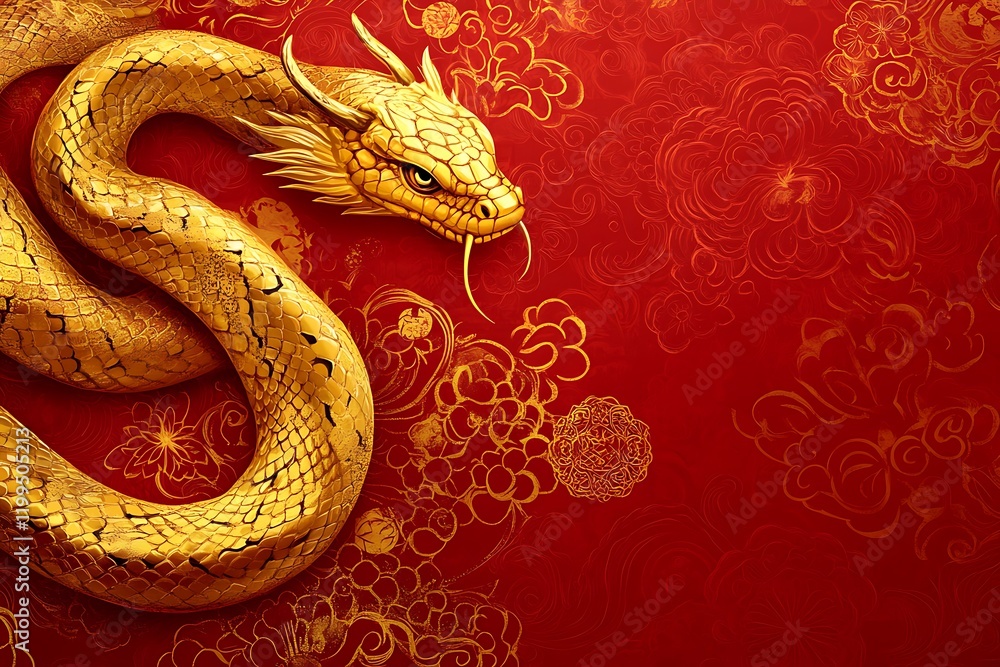 Obraz premium Chinese New Year 2025 Year of the Snake Beautiful Illustration