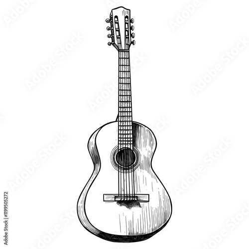 Guitar black white art vector