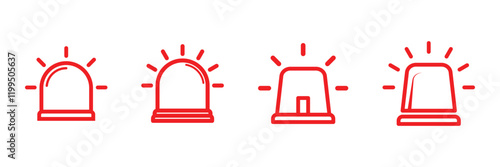 Set of siren icon. Siren icon thin line vector set. Ambulance siren icon set with outline eps 10.