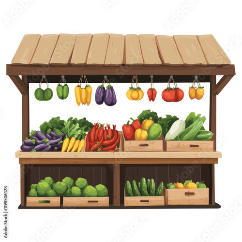 Stall with vegetables produce stall accessories vector