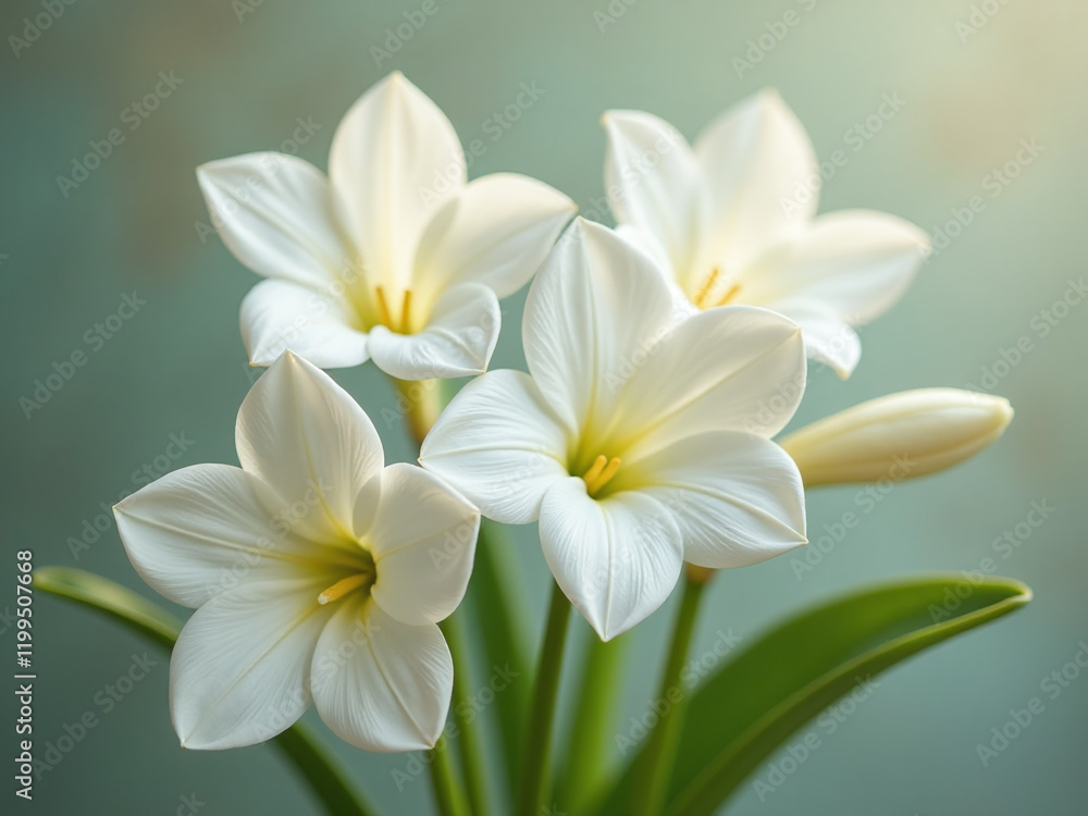 Fototapeta premium The White Flowers Of Saint Valentin Fondly Represent Pure Love, Innocence, And New Beginnings, Symbolizing The Tender Heart Of Love. 00003