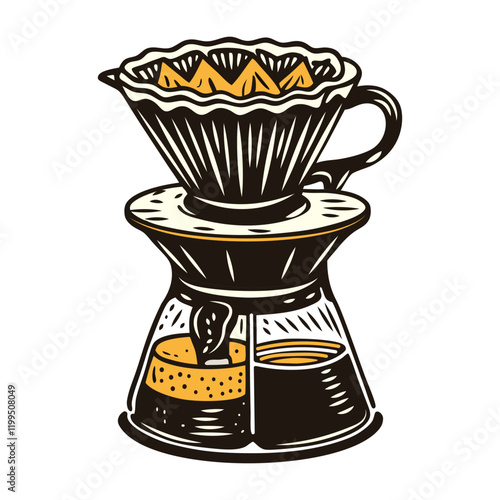 Caffeine filter icon in vintage style