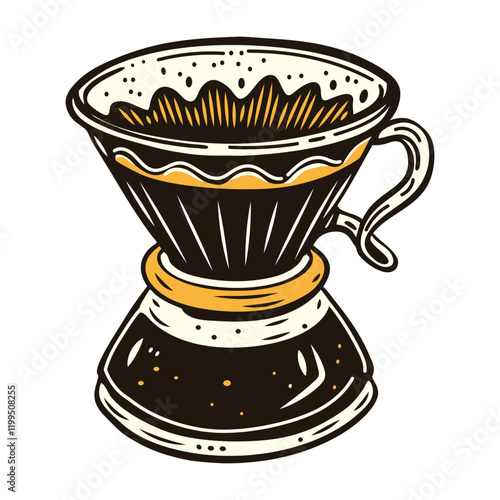 A vintage style icon of a coffee dripper