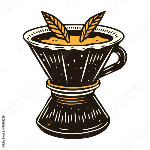 A vintage icon of a coffee filter