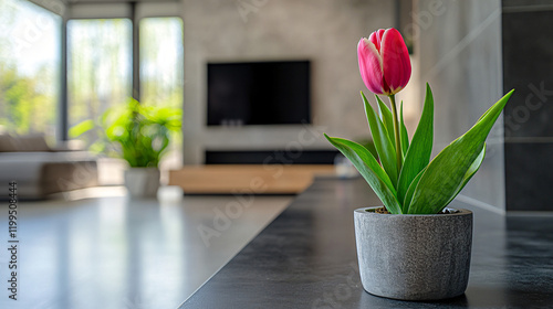 Tulip plant in living room