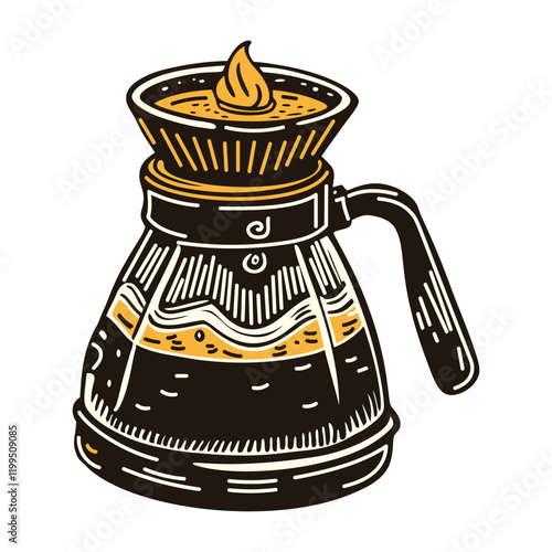 A vintage style icon of a brew kettle