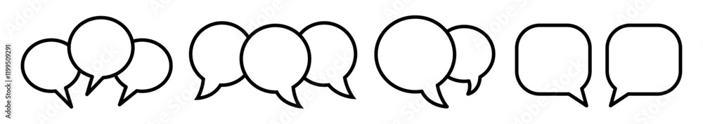 Set of Speech Bubbles template flat and line icons on transparent background, flat line design vector illustration, social media and communication concept Set of Speech Bubbles template flat and line icons on transparent background, flat line design vector illustration, social media and communication concept