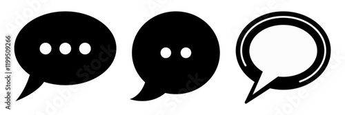 Set of Speech Bubbles template flat and line icons on transparent background, flat line design vector illustration, social media and communication concept