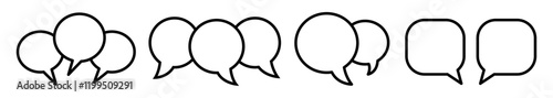Set of Speech Bubbles template flat and line icons on transparent background, flat line design vector illustration, social media and communication concept