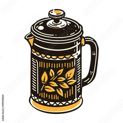 Coffee percolator icon in vintage style