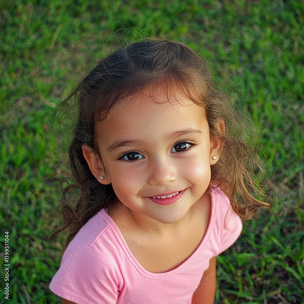 Joyful child enjoying a sunny day in a lush green park with a radiant smile Joyful child enjoying a sunny day in a lush green park with a radiant smile