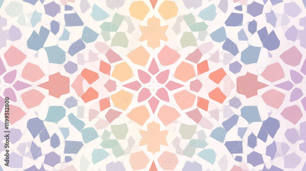Pastel-toned geometric Islamic pattern showcasing intricate design and cultural artistry in a modern aesthetic Pastel-toned geometric Islamic pattern showcasing intricate design and cultural artistry in a modern aesthetic