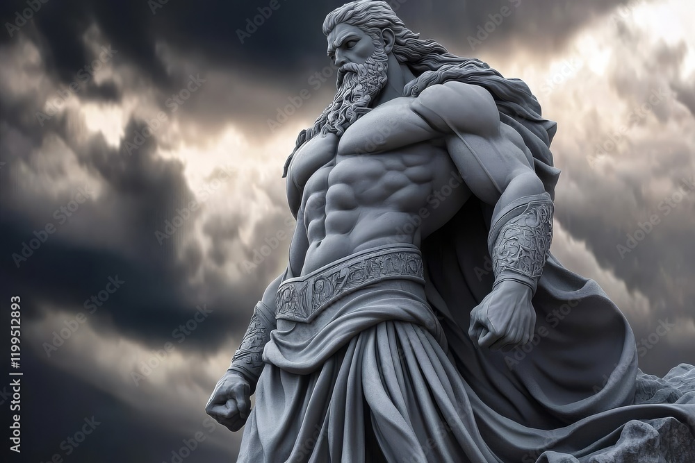 Fototapeta premium A godly figure carved from stone, embodying cultural significance.