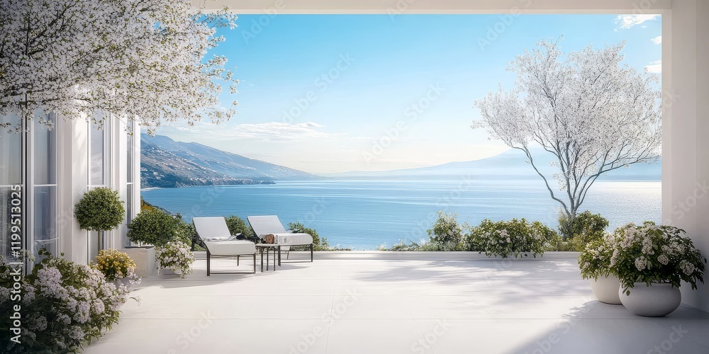 Fototapeta premium A beautiful terrace with ocean views.