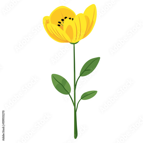 Yellow flower illustration floral art vector