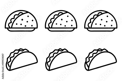 Taco Line Art Vector Bundle