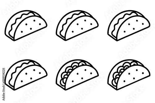 Taco Line Art Vector Bundle