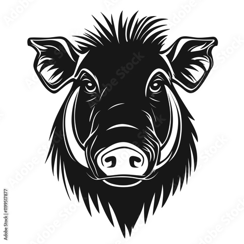 Warthog face linear illustration wildlife animal vector