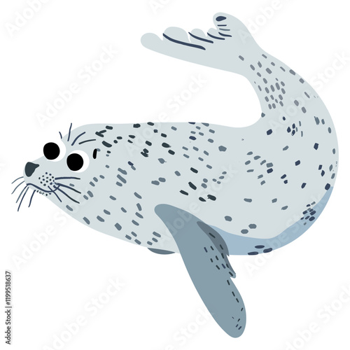 Cute harp seal illustration animal creature cartoon vector