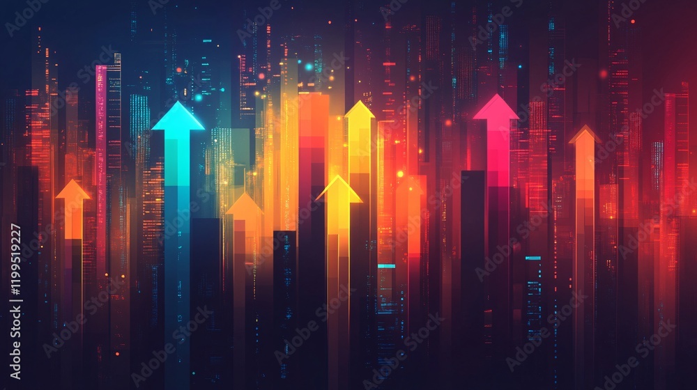 Abstract business success arrow with upward growth, sleek market trend icon background for a modern web banner, professional graphic design. Abstract business success arrow with upward growth, sleek market trend icon background for a modern web banner, professional graphic design.