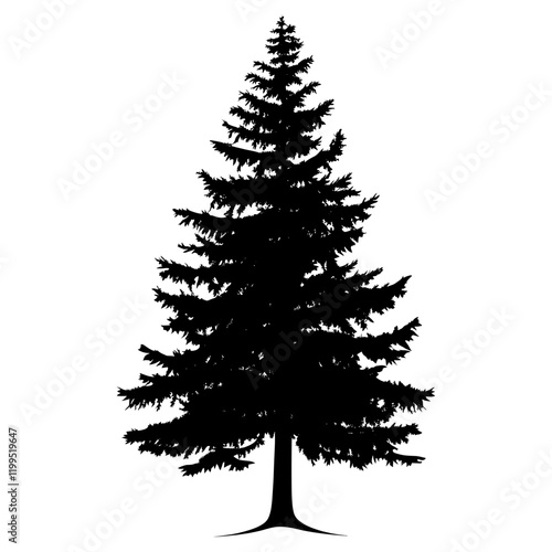 Woodland tree silhouette illustration evergreen vector