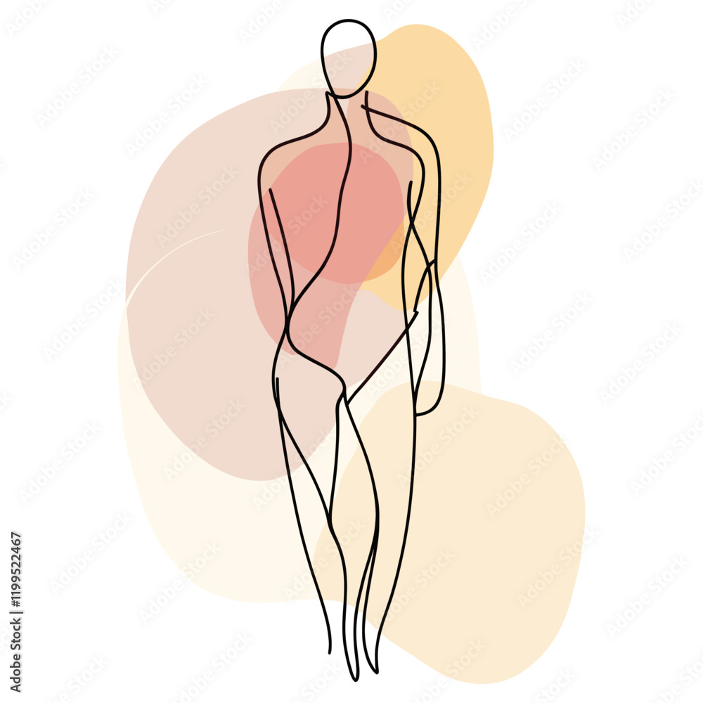 Fototapeta premium Man drawing line art vector