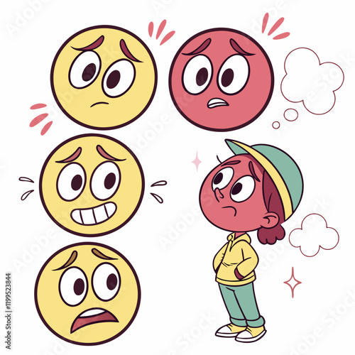 "Cartoon Face Expressions Vector Art"
