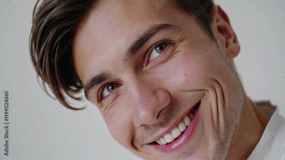 Cheerful young man with a positive vibe in white setting Cheerful young man with a positive vibe in white setting