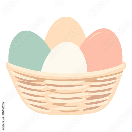 Easter eggs in a basket illustration easter pastel vector
