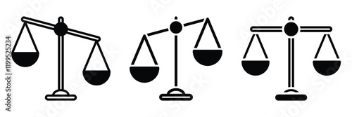 Scale of justice icon. Court justice symbol in vector. Outline scale icon. symbol of justice, law, and legal judgment EPS
