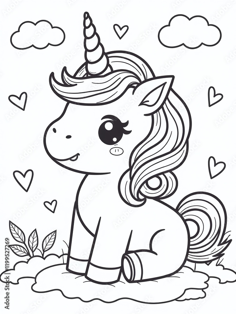 Fototapeta premium Connect The Dots With A Cute Kawaii Unicorn On This Love Holiday Coloring Page, Perfect For Kids To Enjoy. 00001