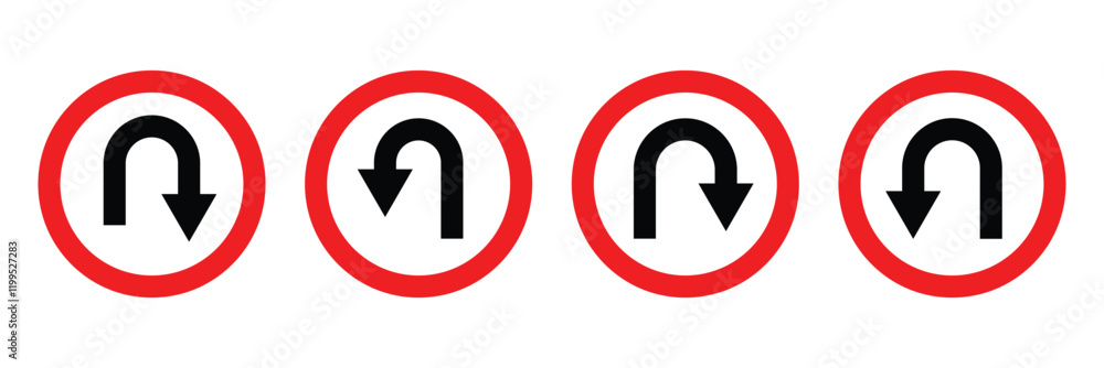 U turn arrow icon vector design in flat style.