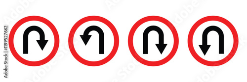 U turn arrow icon vector design in flat style.