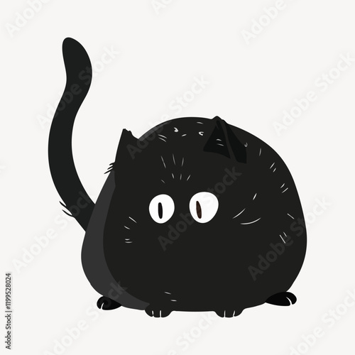 chubby black cat illustration vector