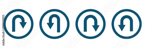 U turn arrow icon. Vector U turn arrow symbol