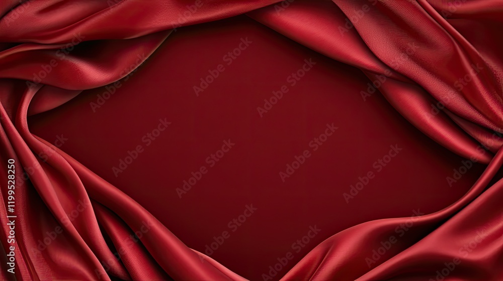 Obraz premium Rich red satin cloth creates a luxurious backdrop featuring elegant folds and abstract waves, perfect for decorations and designs