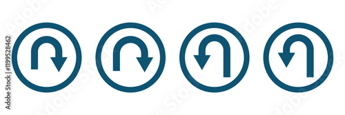 U turn arrow icon. Vector U turn arrow symbol