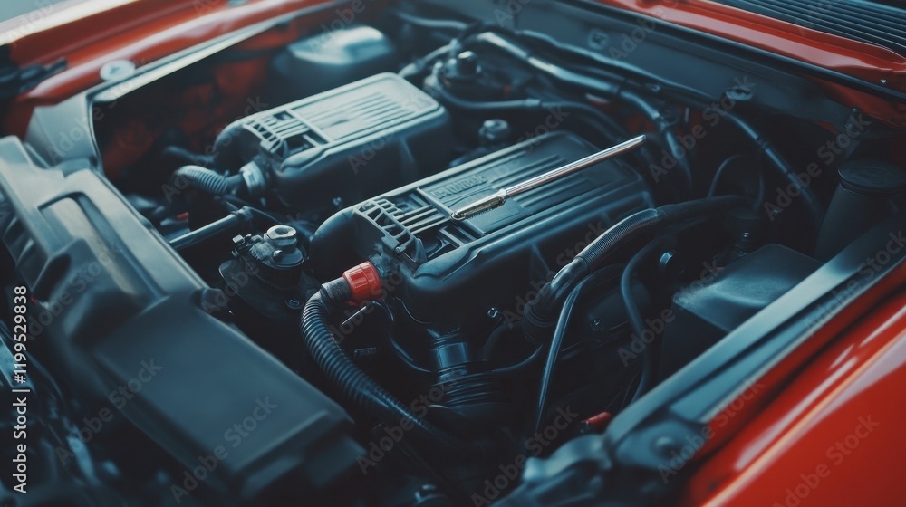 Fototapeta premium Detailed View of Car Engine Components