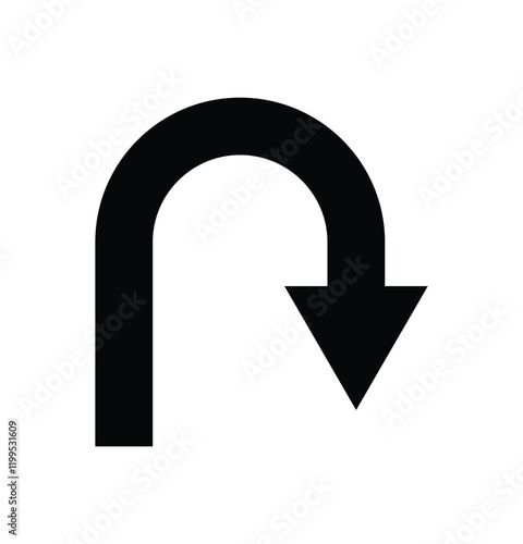 U turn sign vector. U tern Arrow symbol, logo, icon design.