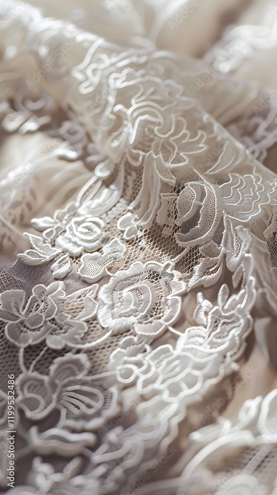 Close-up of Ornate Lace Fabric with Intricate Floral and Geometric Patterns Close-up of Ornate Lace Fabric with Intricate Floral and Geometric Patterns