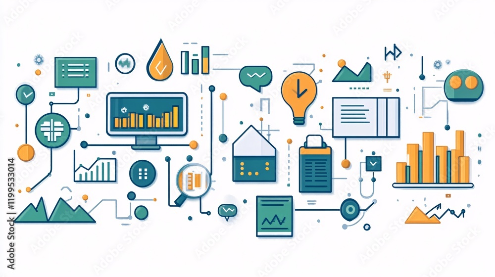 Creative representing technology and financial advisory services, with digital charts, trading icons, and investment symbols for modern solutions Creative representing technology and financial advisory services, with digital charts, trading icons, and investment symbols for modern solutions