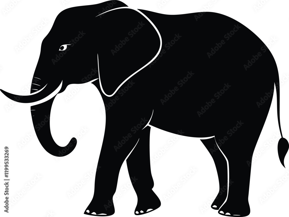 Fototapeta premium elephant silhouette isolated on white