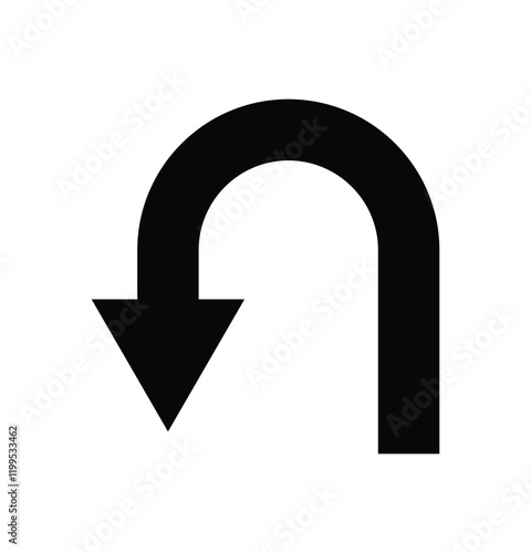 U turn arrow sign symbol. Vector U turn arrow icon isolated on white background.