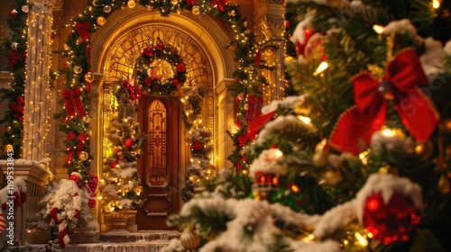A beautifully decorated Christmas-themed sculpture of an old Victorian town