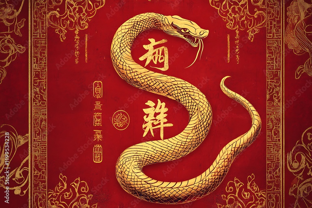 2025 Lunar Year of the Snake Title Featuring Chinese Zodiac Design. 2025 Lunar Year of the Snake Title Featuring Chinese Zodiac Design.