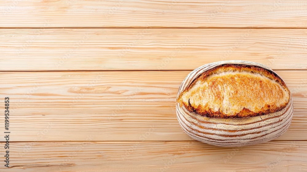 Freshly Baked Artisan Bread with Crisp Crust on Wooden Background for Culinary and Bakery Themes Freshly Baked Artisan Bread with Crisp Crust on Wooden Background for Culinary and Bakery Themes