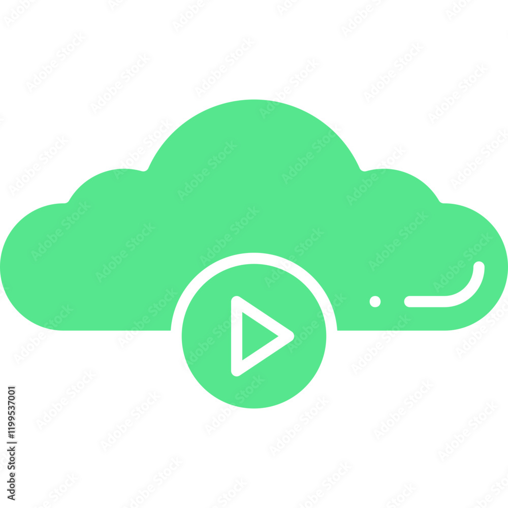 Videos on Cloud icon single vector illustration Videos on Cloud icon single vector illustration