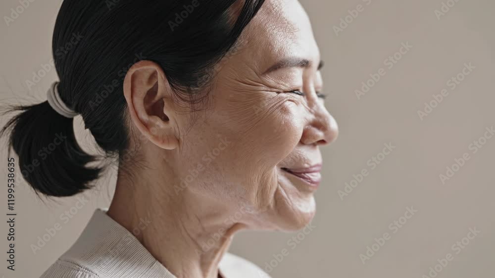 Tranquil Close-Up of Elderly Asian Meditator Tranquil Close-Up of Elderly Asian Meditator