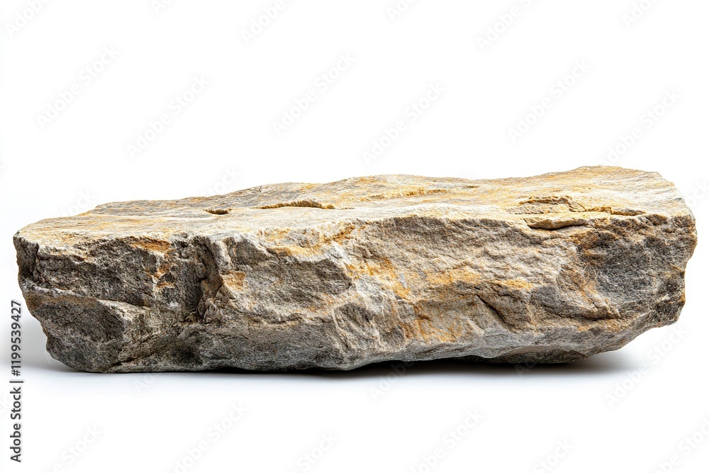 A Rock Shelf for a Product Display, Showing a Wide Angled Perspective with Close Middle Focus to the Natural Stone Detail Isolated on a White Background. A Rock Shelf for a Product Display, Showing a Wide Angled Perspective with Close Middle Focus to the Natural Stone Detail Isolated on a White Background.